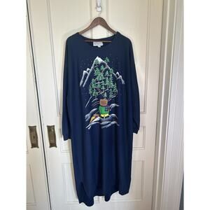 Vintage Kittens Teddy Bear Christmas Winter Long Fleece Gown Womens Size XXL